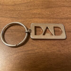 Vintage Avon Goldtone Cutout DAD Keychain Key Ring Chain Fob Hangtag